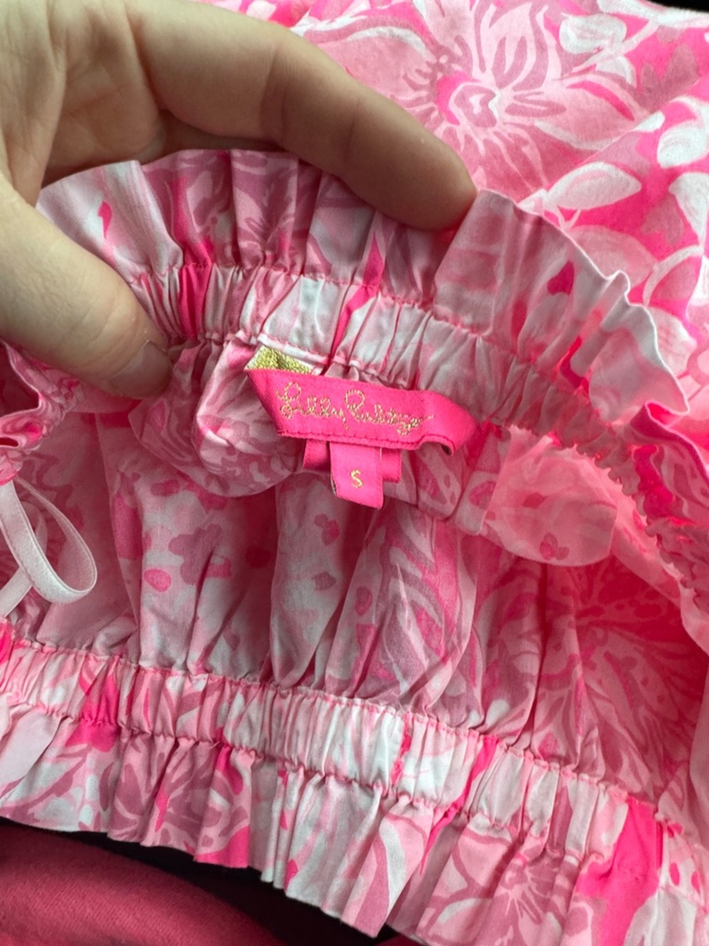 Off-Shoulder Pink Floral Blouse - Picture 7 of 8